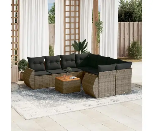 Sofos Komplektas Su Pagalvėlėmis, 9 Dalių, Pilkas, Poliratanas