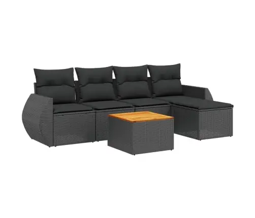 6-Daļīgs Dārza Dīvāna Komplekts, Matrači, Melna Pe Rotanpalma Vidaxl