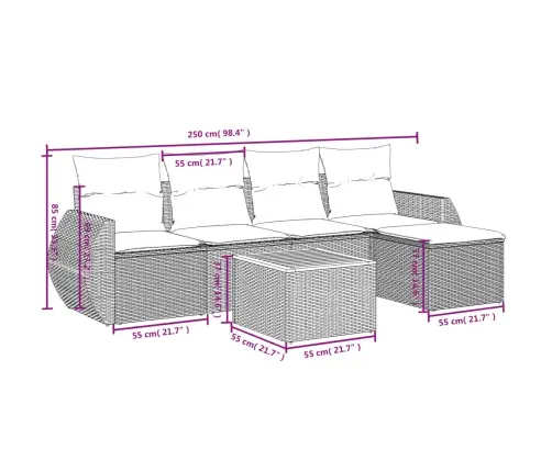 6-Daļīgs Dārza Dīvāna Komplekts, Matrači, Melna Pe Rotanpalma Vidaxl