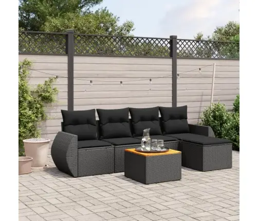 6-Daļīgs Dārza Dīvāna Komplekts, Matrači, Melna Pe Rotanpalma Vidaxl