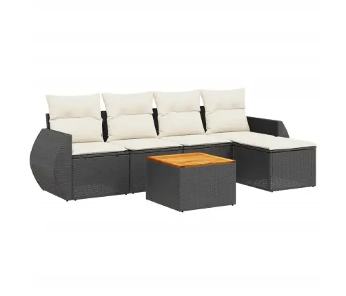 6-Daļīgs Dārza Dīvāna Komplekts, Matrači, Melna Pe Rotanpalma Vidaxl