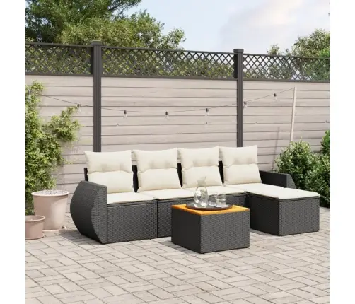 6-Daļīgs Dārza Dīvāna Komplekts, Matrači, Melna Pe Rotanpalma Vidaxl