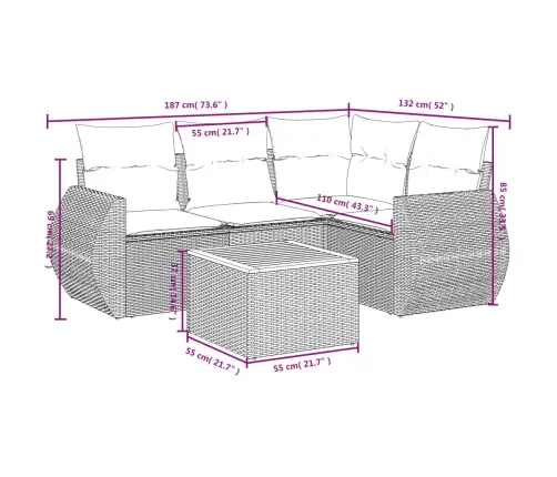 Sodo Komplektas Su Pagalvėlėmis, 5 Dalių, Juodas, Poliratanas