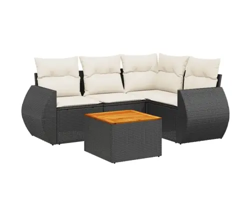 5-Daļīgs Dārza Dīvāna Komplekts Ar Matračiem, Pe Rotangpalma Vidaxl