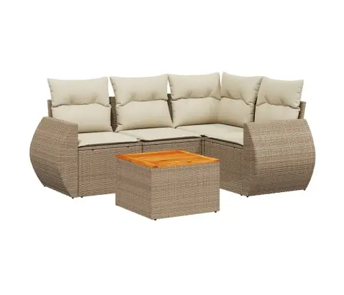 Sofos Komplektas Su Pagalvėlėmis, 5 Dalių, Smėlio, Poliratanas