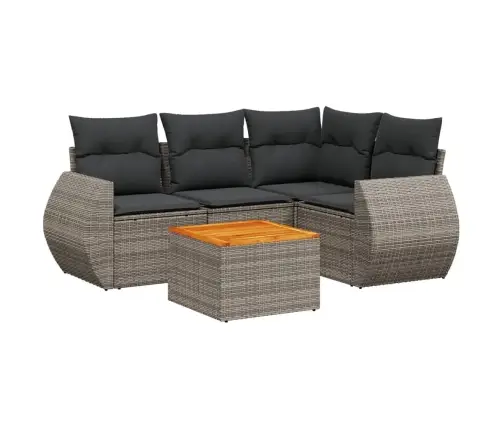 5-Daļīgs Dārza Dīvāna Komplekts Ar Matračiem, Pelēks Pe Pinums Vidaxl