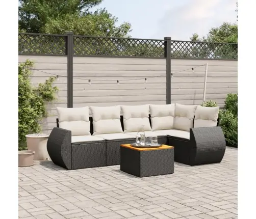 6-Daļīgs Dārza Dīvāna Komplekts, Matrači, Melna Pe Rotanpalma Vidaxl