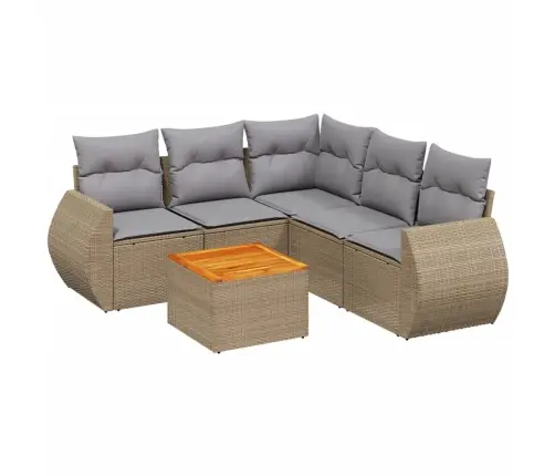 6-Daļīgs Dārza Dīvāna Komplekts, Matrači, Bēša Pe Rotangpalma Vidaxl