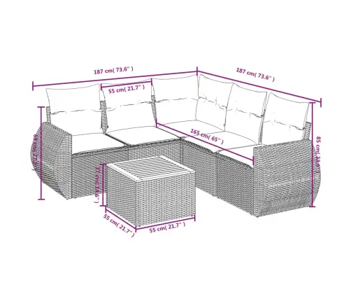 6-Osaline Aiadiivani Komplekt Patjadega, Hall, Polürotang