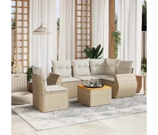 Sofos Komplektas Su Pagalvėlėmis, 6 Dalių, Smėlio, Poliratanas