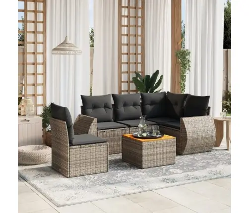 6-Daļīgs Dārza Dīvāna Komplekts Ar Matračiem, Pelēks Pe Pinums Vidaxl