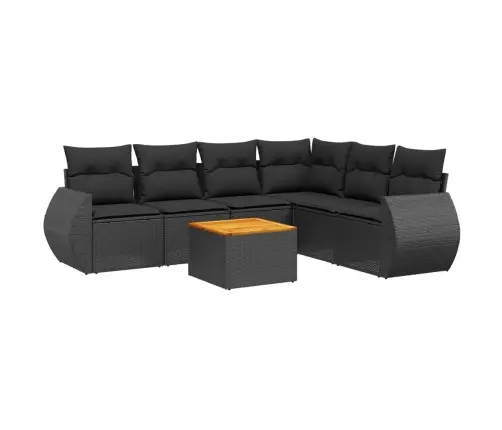 Sofos Komplektas Su Pagalvėlėmis, 7 Dalių, Juodas, Poliratanas