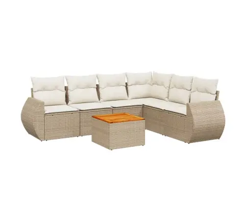 7-Daļīgs Dārza Dīvāna Komplekts, Matrači, Bēša Pe Rotangpalma Vidaxl