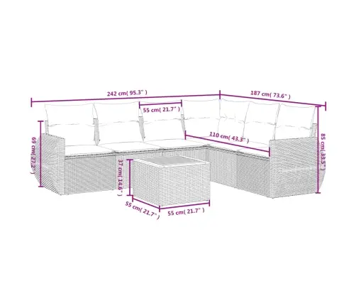 7-Osaline Aiadiivani Komplekt Patjadega, Hall, Polürotang