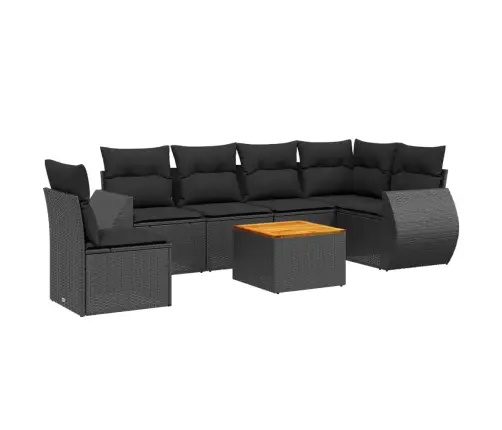 7-Daļīgs Dārza Dīvāna Komplekts Ar Matračiem, Melna Pe Vidaxl