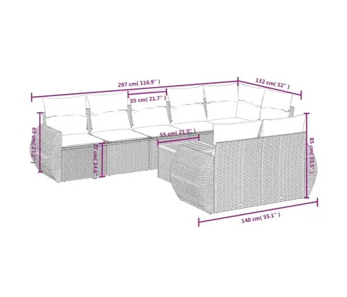 Sodo Komplektas Su Pagalvėlėmis, 9 Dalių, Juodas, Poliratanas