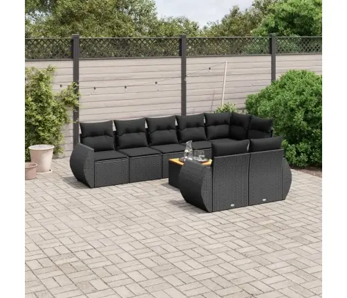 Sodo Komplektas Su Pagalvėlėmis, 9 Dalių, Juodas, Poliratanas