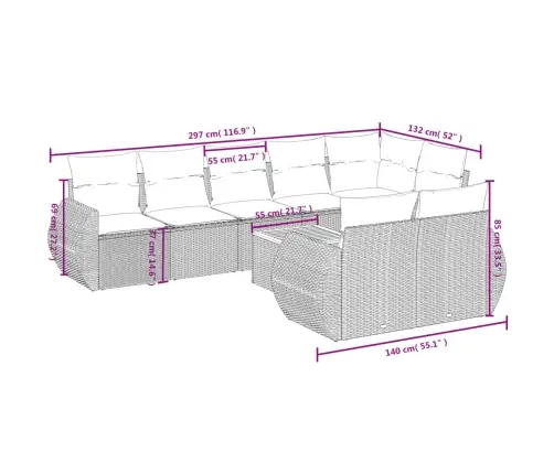9-Osaline Aiadiivani Komplekt Patjadega, Must, Polürotang