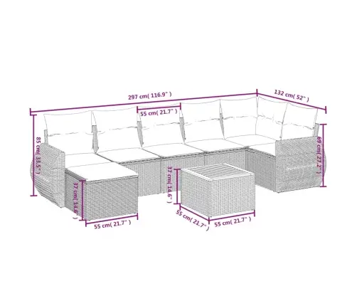 8-Osaline Aiadiivani Komplekt Patjadega, Must, Polürotang