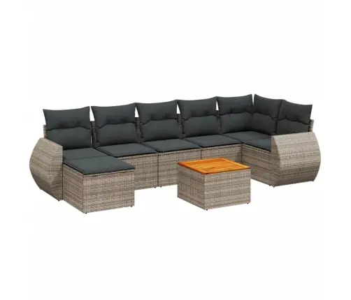 8-Daļīgs Dārza Dīvāna Komplekts Ar Matračiem, Pelēks Pe Pinums Vidaxl