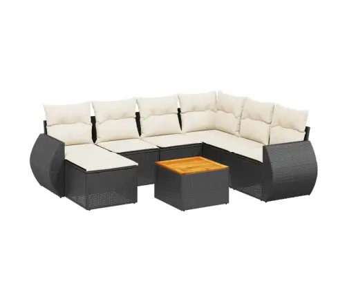 8-Daļīgs Dārza Dīvāna Komplekts, Matrači, Melna Pe Rotangpalma Vidaxl