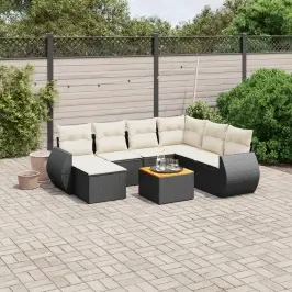 8-Daļīgs Dārza Dīvāna Komplekts, Matrači, Melna Pe Rotangpalma Vidaxl