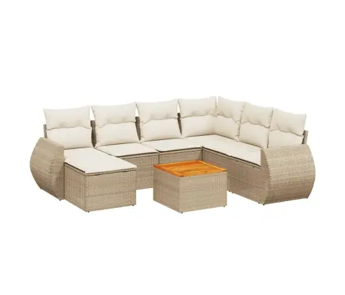 Sofos Komplektas Su Pagalvėlėmis, 8 Dalių, Smėlio, Poliratanas