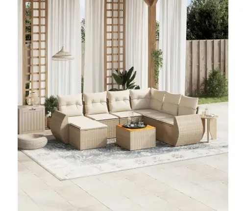 Sofos Komplektas Su Pagalvėlėmis, 8 Dalių, Smėlio, Poliratanas