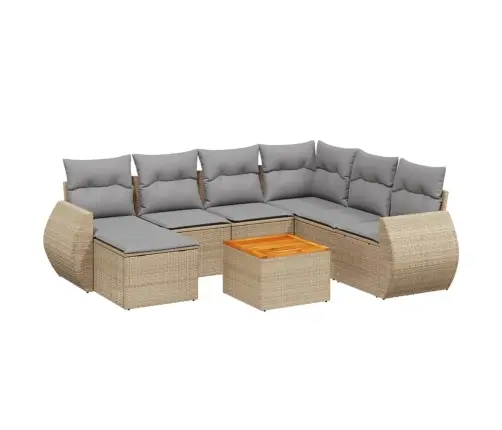 8-Daļīgs Dārza Dīvāna Komplekts, Matrači, Bēša Pe Rotangpalma Vidaxl