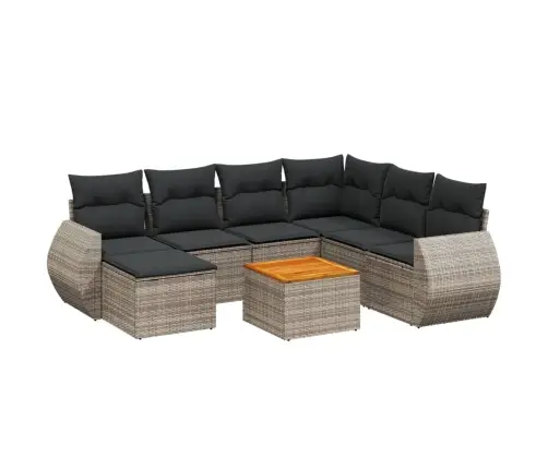 8-Daļīgs Dārza Dīvāna Komplekts Ar Matračiem, Pelēks Pe Pinums Vidaxl