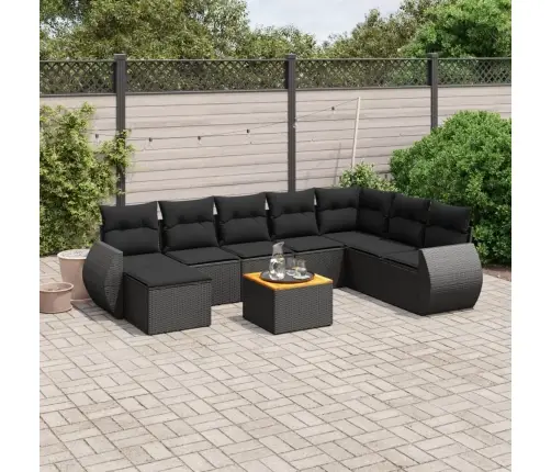 Sodo Komplektas Su Pagalvėlėmis, 9 Dalių, Juodas, Poliratanas