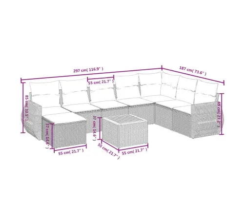 9-Daļīgs Dārza Dīvāna Komplekts, Matrači, Melna Pe Rotangpalma Vidaxl