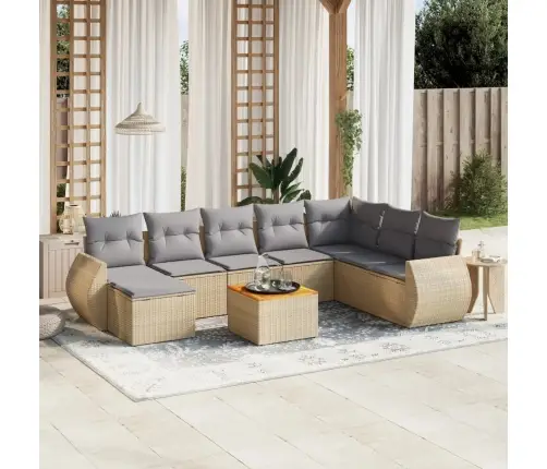 9-Osaline Aiadiivani Komplekt Patjadega, Beež, Polürotang