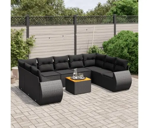 10-Daļīgs Dārza Dīvāna Komplekts, Matrači, Melna Pe Rotangpalma Vidaxl