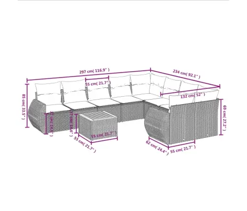 10-Osaline Aiadiivani Komplekt Patjadega, Must, Polürotang