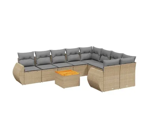 Sofos Komplektas Su Pagalvėlėmis, 10 Dalių, Smėlio, Poliratanas