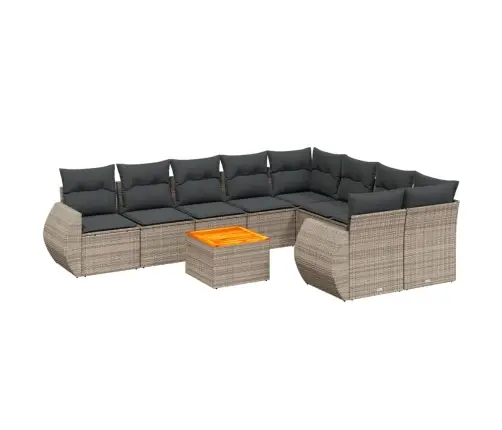 Sodo Komplektas Su Pagalvėlėmis, 10 Dalių, Pilkas, Poliratanas