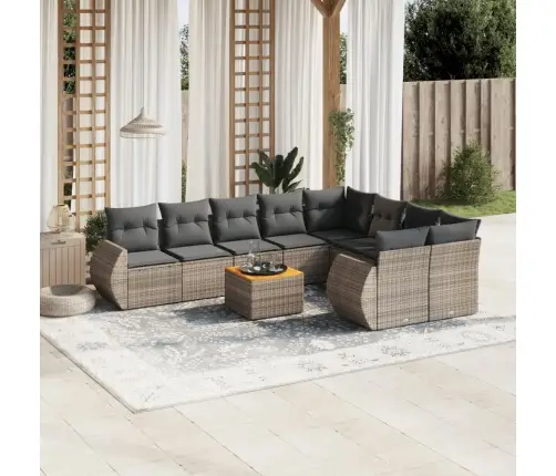 Sodo Komplektas Su Pagalvėlėmis, 10 Dalių, Pilkas, Poliratanas