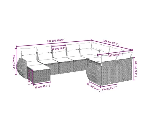 10-Osaline Aiadiivani Komplekt Patjadega, Beež, Polürotang