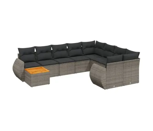 Sodo Komplektas Su Pagalvėlėmis, 10 Dalių, Pilkas, Poliratanas