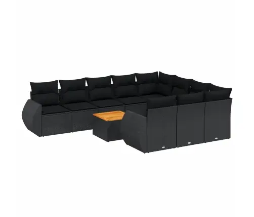 Sodo Komplektas Su Pagalvėlėmis, 11 Dalių, Juodas, Poliratanas