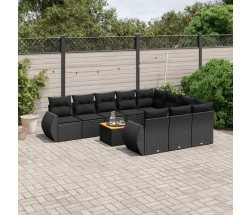 Sodo Komplektas Su Pagalvėlėmis, 11 Dalių, Juodas, Poliratanas