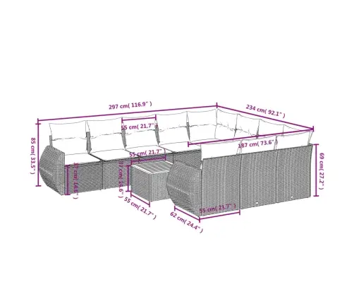 11-Osaline Aiadiivani Komplekt Patjadega, Must, Polürotang