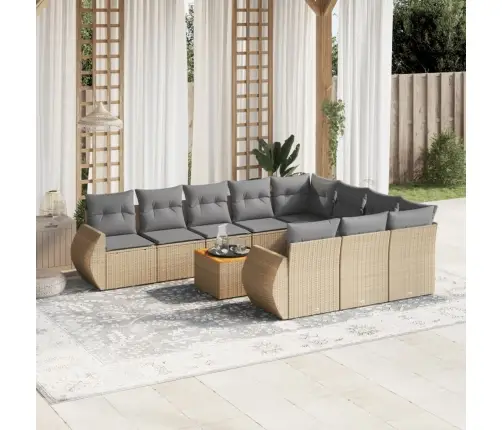 11-Osaline Aiadiivani Komplekt Patjadega, Beež, Polürotang