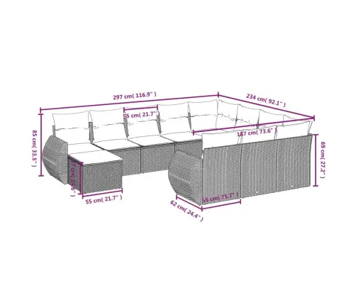 11-Osaline Aiadiivani Komplekt Patjadega, Beež, Polürotang
