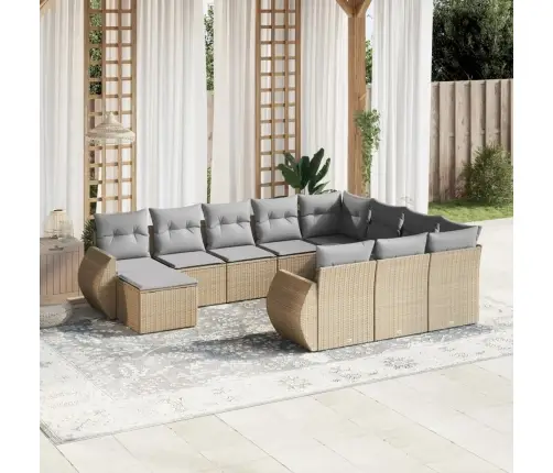 11-Osaline Aiadiivani Komplekt Patjadega, Beež, Polürotang