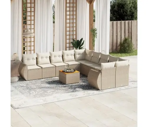 11-Osaline Aiadiivani Komplekt Patjadega, Beež, Polürotang