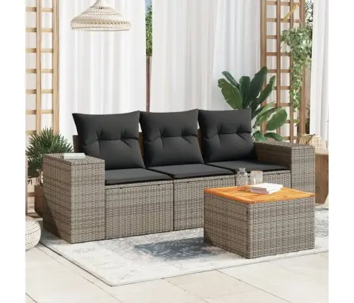 4-Daļīgs Dārza Dīvāna Komplekts Ar Matračiem, Pelēks Pe Pinums Vidaxl