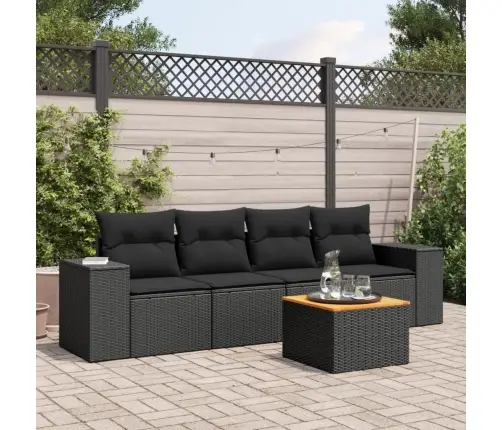 5-Daļīgs Dārza Dīvāna Komplekts Ar Matračiem, Pe Rotangpalma Vidaxl