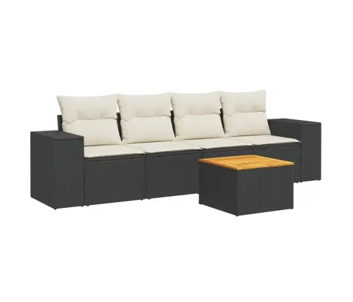 Sodo Komplektas Su Pagalvėlėmis, 5 Dalių, Juodas, Poliratanas